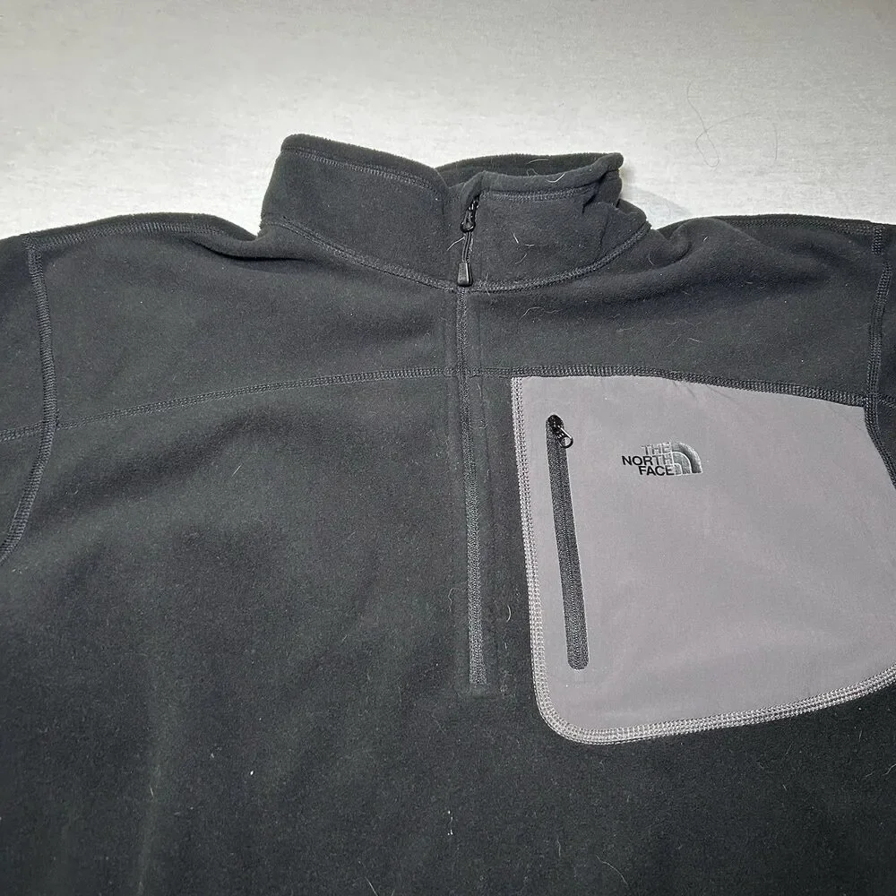 The North Face men's Crest 1/4 Zip in black and grey fleece Size XL, Hiking